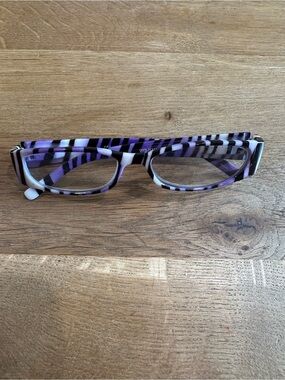 D&Y Purple and White Zebra-Print Reading Glasses